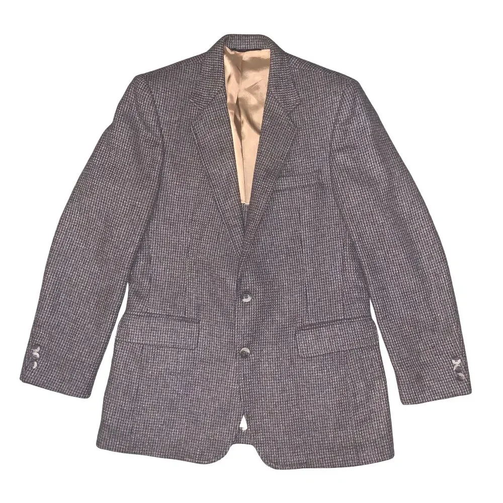 Vintage Haggar Sport Coat Blazer Men's 38 Brown Tweed Wool Suit Jacket USA Made